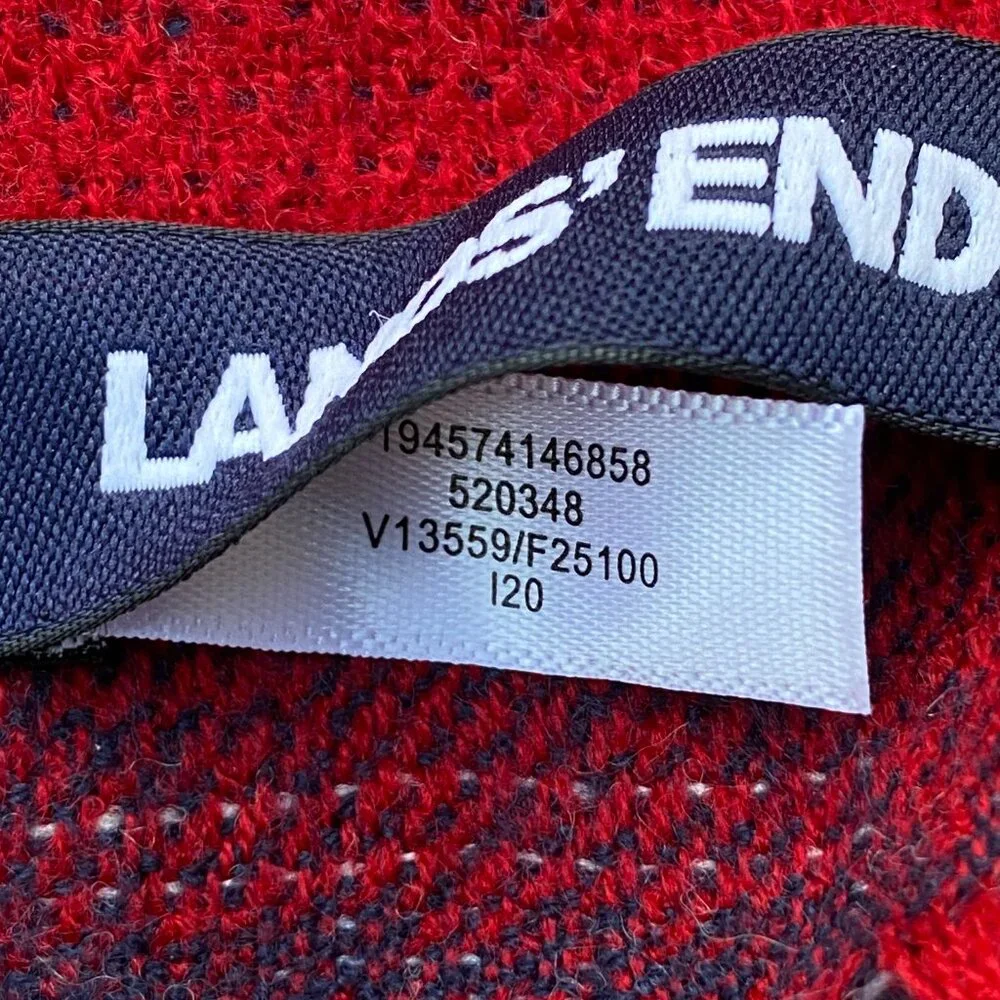 Lands End Unisex Tartan Plaid Scarf Red Blue Classic Holiday Old Money Preppy